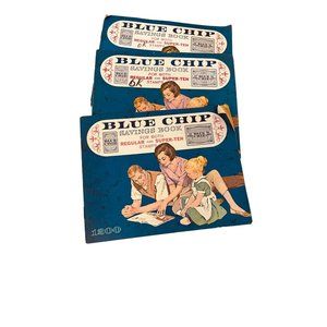 Vintage Blue Chip Savings Book Regular and Super Ten Stamps 1960 Blue